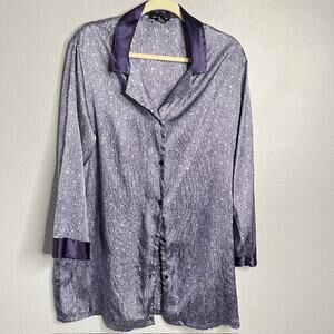 Jones New York X-Large Purple Silky Night Shirt Sleepwear